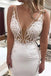 Elegant Mermaid Deep V-neck Wedding Dresses With Lace Appliques, Bridal Gown IN1813