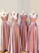 Mismatched Dusty Rose A Line Satin Long Cheap Bridesmaid Dresses IN1842