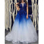Elegant Royal Blue White Ombre Long Prom Dresses with Appliques for Teens INH18