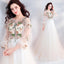 Pretty A Line Long Sleeves Tulle Appliques  Prom Dresses With Flowers ING69