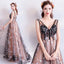 A Line V Neck Appliques Long Prom Dress With Stars Evening Dresses INQ71