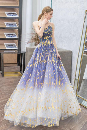 New Arrival A Line Strapless  Long Prom Dress Formal Evening Dresses INQ72