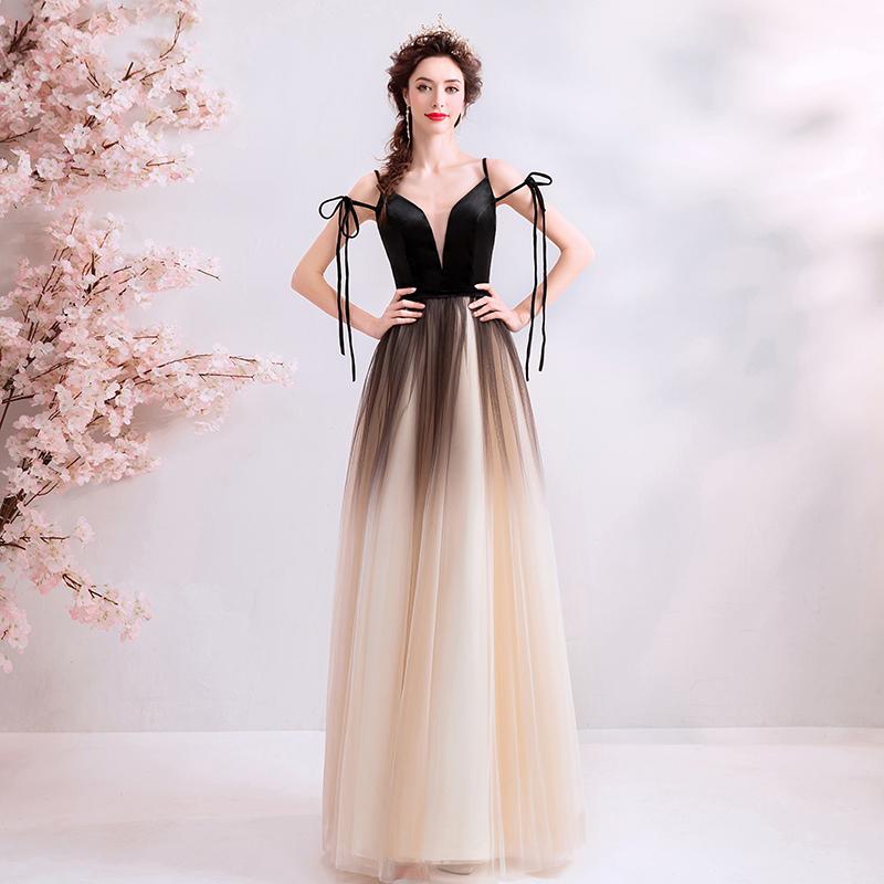 A Line Spaghetti Straps Tulle Long Prom Dress, Charming Evening Dresses INQ70