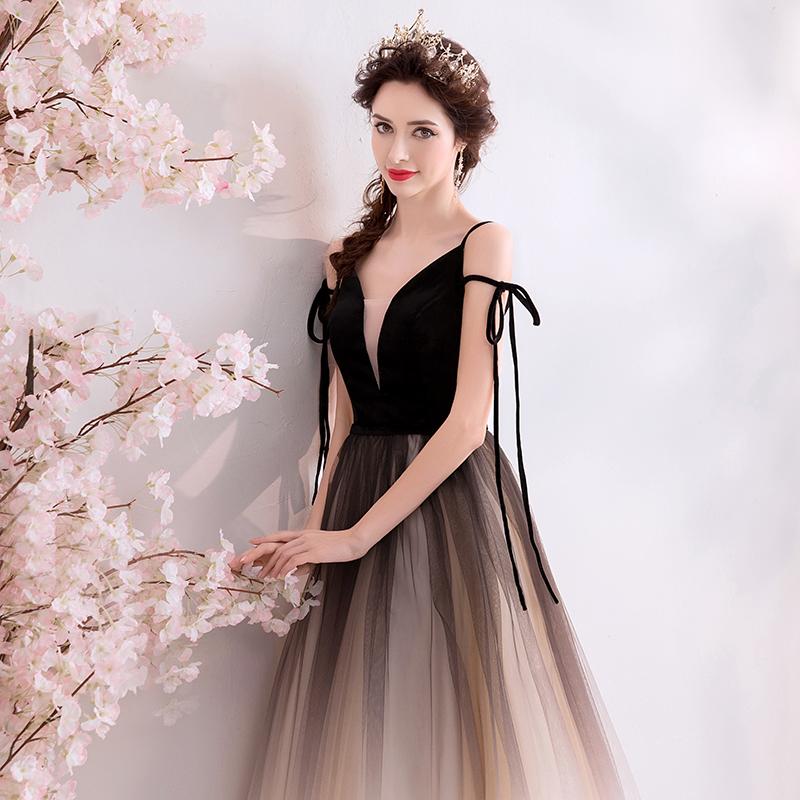 A Line Spaghetti Straps Tulle Long Prom Dress, Charming Evening Dresses INQ70