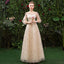 Stunning A Line 3/4 Sleeves Tulle Round Neck Prom Dress Evening Dresses INQ76