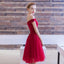 Simple Off the Shoulder Tulle Homecoming Dresses,Short Red Cocktail Party Dress IN311