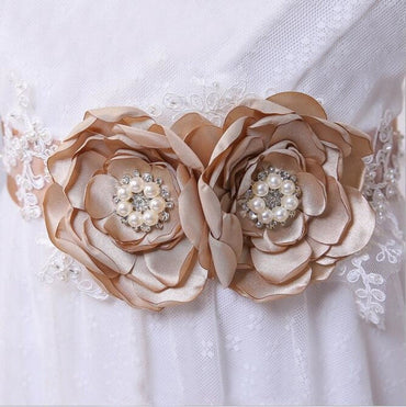 Bridesmaid Sash/Belt with Pearls Flower Girl Sash Rustic Stones Wedding Belt Bridal Flower Sash BS1