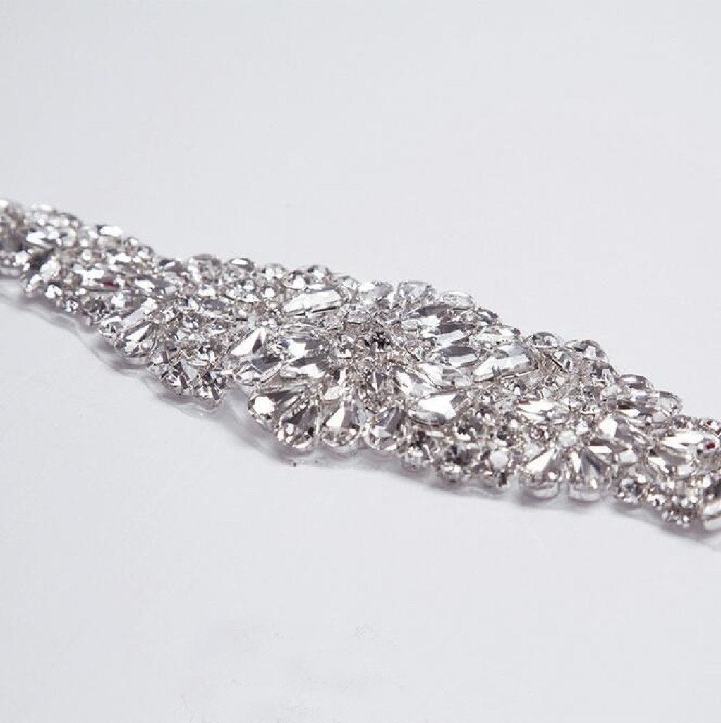 Rhinestone Bridal Belt Pearl Long Ribbon Wedding Sash BS2