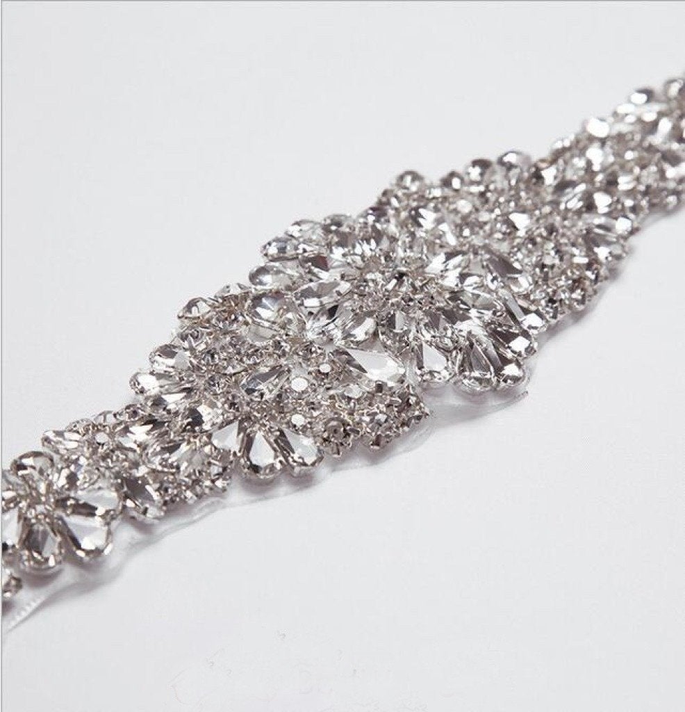 Rhinestone Bridal Belt Pearl Long Ribbon Wedding Sash BS2