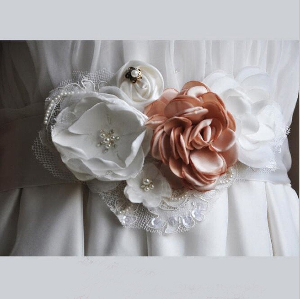 Flowers Wedding Sash Bridal Belt,Satin Ribbon Sash,Bridesmaid Sash/Belt BS7