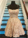Spaghetti Straps Criss Cross Back A Line Lace Homecoming Dresses INO76