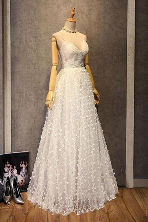 Unique Spaghetti Straps V-Neck Lace Up A-Line Long Prom Dress INF25