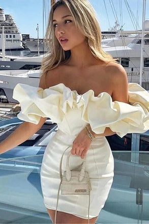 Sexy Off-the-Shoulder Sheath Short Homecoming Dress Graduation Dress INHD40