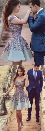 Charming Appliques Junior A Line Homecoming Dresses,Cheap Short Prom Dress IN293