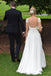 Unique Ivory Cap Sleeves Lace Top Backless Chiffon A Line Beach Wedding Dresses IN381
