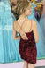 Sparkly Burgundy Sequins V Neck Tight Short Prom Homecoming Dress INHD34
