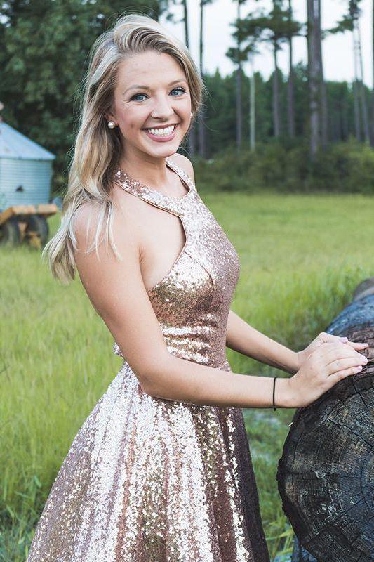 Shiny Sequin Halter Simple Homecoming Dresses, Sparkly Sequin Short Party Dress INM26