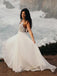 Spaghetti Strap Beaded Ivory Chiffon V Neck Long Cheap Wedding Dresses INH70