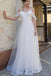 Spaghetti Straps Lace Dropped Sleeves Tulle A Line Beach Wedding Dress INH83