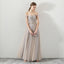 A Line Tulle Long Straps Lace Up Back Beaded Prom Dresses,Evening Dress ING73