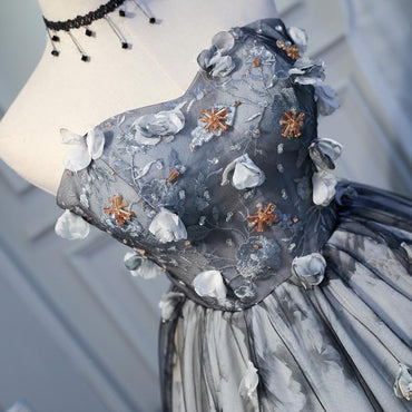 Sweetheart A Line Flowers Homecoming Dresses, Short Prom Dress INN57