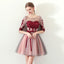 A Line Red Flowers Half Sleeves Homecoming Dresses, Short Appliques Prom Dress INN61