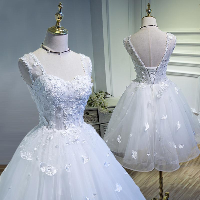 A Line Lace Appliques Homecoming Dresses, Short Sleeveless Prom Dress INN67