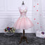 Pink A Line Tulle Spaghetti Straps Homecoming Dresses With Appliques INN54