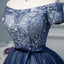 A Line Off the Shoulder Navy Blue Short Homecoming Dress INN44