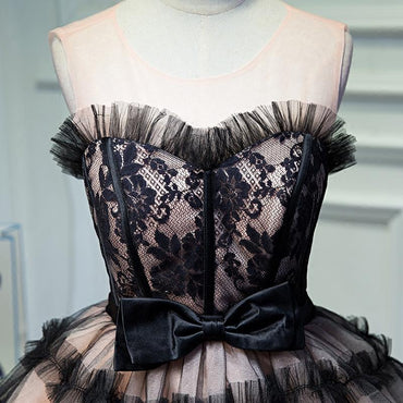 Black A Line Tulle Sweetheart Homecoming Dresses, Short  Prom Dress INN52
