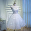 A Line Lace Appliques Homecoming Dresses, Short Sleeveless Prom Dress INN67