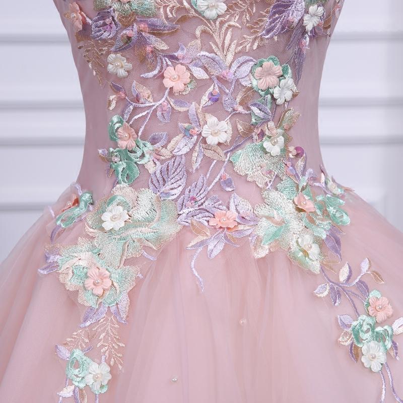 Pink A Line Tulle Spaghetti Straps Homecoming Dresses With Appliques INN54