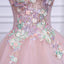 Pink A Line Tulle Spaghetti Straps Homecoming Dresses With Appliques INN54