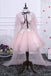 Pink A Line Tulle Spaghetti Straps Homecoming Dresses With Appliques INN54
