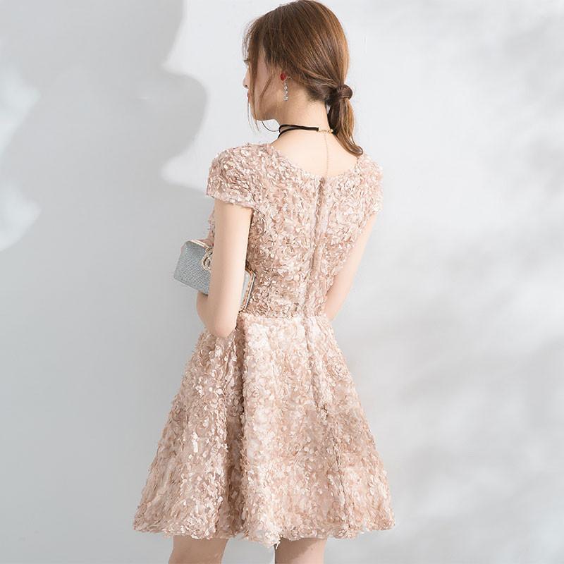 Beautiful A Line Short Sleeves Mini Lace Homecoming Dresses INC52