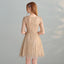 Gold Sequins A Line Short Tulle Half Sleeves Homecoming Dresses INC98