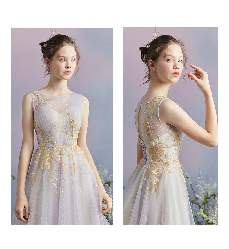 Elegant A Line Tulle Short Homecoming Dresses With Gold Appliques INC53