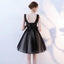 A Line V Neck Black Homecoming Dresses, Short Tulle Appliques Prom Dress INN63
