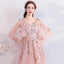 Princess A Line Pink Long Tulle Appliques V Neck Prom Dresses ING68