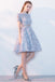 Elegant Lace A Line Short Light Blue Homecoming Dresses INC95