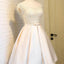 A Line Satin Short Prom Dress,New Arrival Lace Top Homecoming Dresses IN422