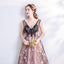 A Line V Neck Appliques Long Prom Dress With Stars Evening Dresses INQ71