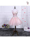 Pink A Line Tulle Spaghetti Straps Homecoming Dresses With Appliques INN54