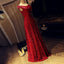 Royal Blue A Line Off Shoulder Lace Long Prom Dresses Evening Dresses IN741