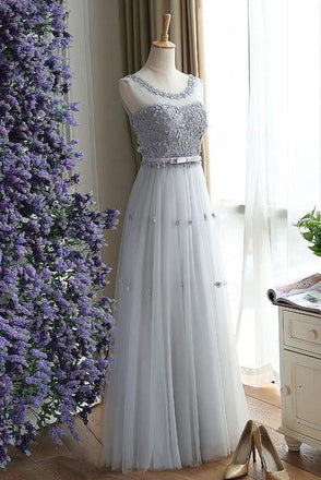 Unique Prom Dress,A Line Prom Dresses, Charming Prom Dresses,Gray Evening Dress,Gray Prom Gowns, Floral  Women Dress,Long Prom Dress