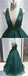 A-line V neck Dark Green Sequined Long Prom Dress Sparkly Evening Party Dresses INS18