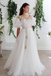 A-line Off White Short Sleeves Long Prom Dress Organza Evening Dress INS57