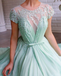 A-line Mint Green Long Cheap Prom Dress Beading Tulle Evening Dress INS99