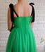 A-line Black Straps Sage Long Charming Prom Dress Tulle Evening Dress INS97