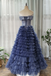 A-line Off-the-shoulder Royal Blue Long Prom Dress Tulle Evening Dress INS94